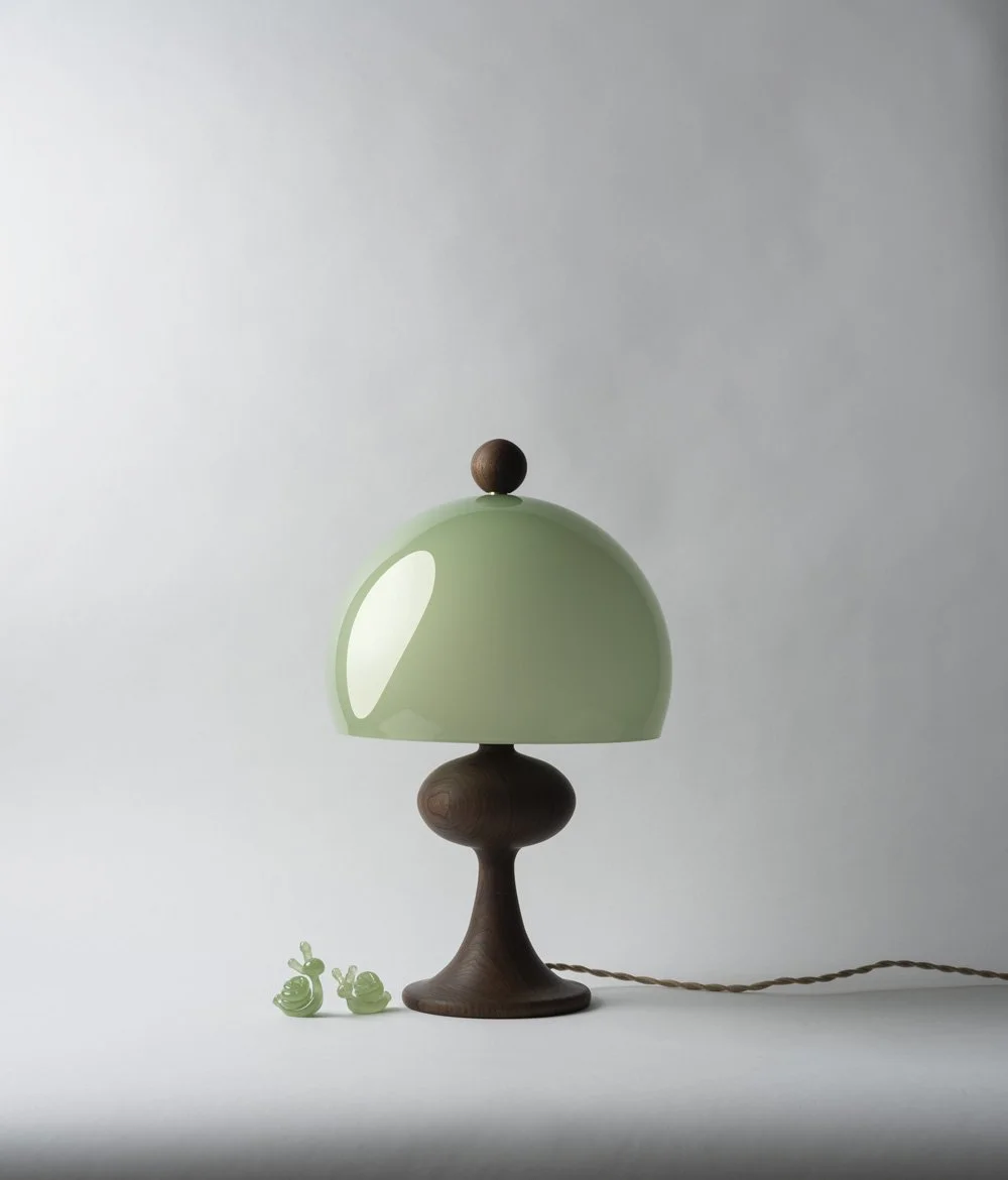 S268 トーベン・ヨルゲンセン クリスタル オブジェ オイルランプ 889B JH Bobine Lamp in Walnut — Jessica Helgerson Interior Design
